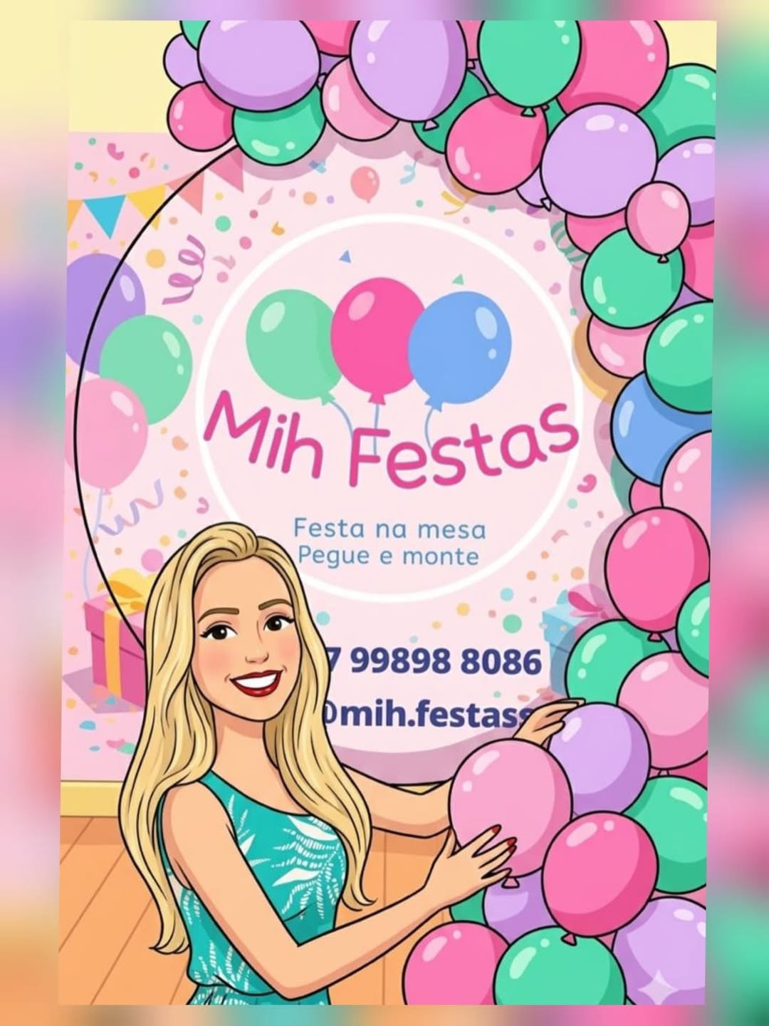 Ilustração Mih Festas com balões coloridos